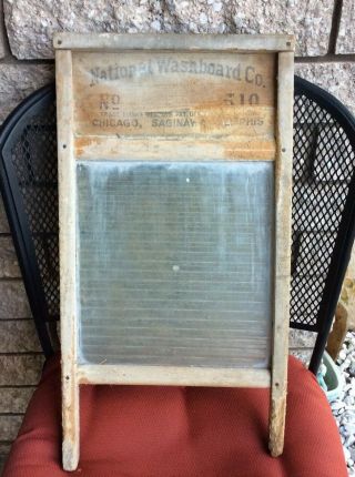 Vintage National Washboard Co.  No.  510 Laundry Ribbed Washboard.  Chicago,  Sagin&
