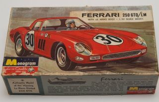 28 Vintage 1/32 Monogram Ferrari 250 Gto/lm Model Adaptable For Slot Car Racing