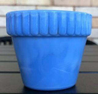 Vintage Akro Agate Light Blue Slag Glass Flower Pot Planter 2 5/8”