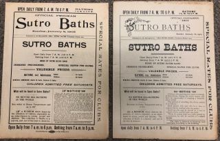 Vintage 1902 & 1905 Sutro Baths Programs,  San Francisco