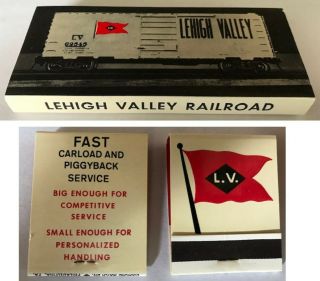 Vintage Package Of 6 Lehigh Valley Railroad Advertising Matchbooks W/holder