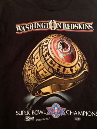 Vintage Washington Redskins Bowl Ring T Shirt Salem Sportswear Adult XL 2