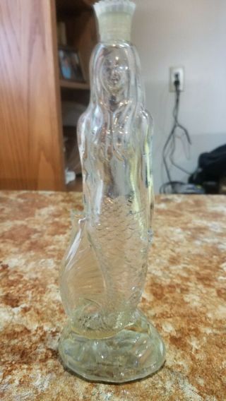 Vintage 1970’s Mermaid With Gold Tone Crown Avon Decanter Bottle