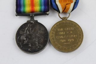Vintage WW1 MEDAL Pair w/ Ribbons Named 82973 Private I.  E.  Cross RAF 3