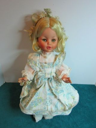 Vintage Furga Italy Doll 14 " Long Eye Lashes Platinum Blonde Hair All