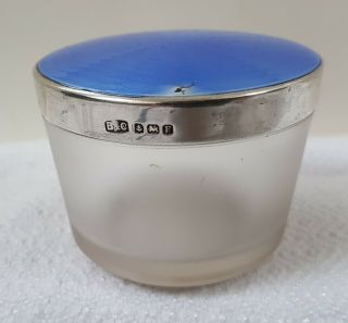 Vintage Hallmarked 1930 Art Deco Solid Silver Enamel Coty Col - Cream Glass Jar.