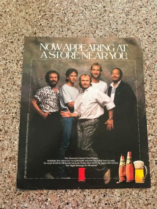 1987 Vintage 10x12 Print Ad For Michelob Beer Genesis,  Phil Collins Concert Tour