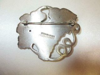Vtg Designer MCCLELLAND BARCLAY FRUIT GRAPES PIN Sterling Silver Big 2.  5 