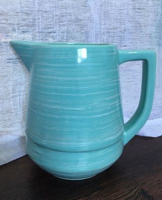 Vintage Pottery Mcm Watt Esmond 220 Usa Turquoise Pitcher Blue Green