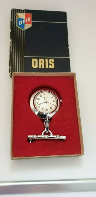 Vintage Oris Nurse Pocket Watch With Box