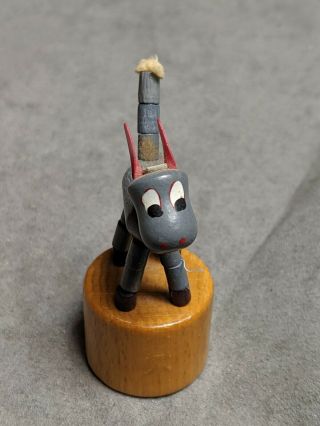 Vintage Horse Donkey Wooden Push Thumb Puppet Painted Wood 2