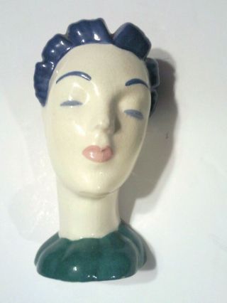 Vintage Lady Head Ceramic Vase Wall Pocket 150 S.  5 1/8 " Tall