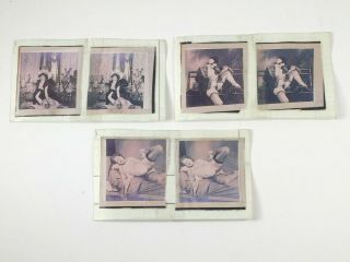 Vintage Stereoscopic 3d Nude Cigarette Cards Pictures Taped On Paper - Sh