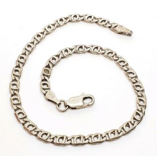 Petite Vintage Signed 925 Sterling Silver Italy Modernist Flat Link Bracelet