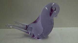 Vintage Purple Amethyst Glass Bird Statue Art Glass Figurine Paperweight