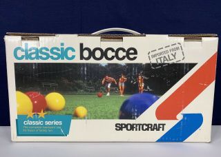 Vintage Sportcraft Bocce Ball Set Made In Italy Wood W Instructions,