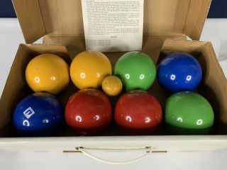 Vintage SPORTCRAFT BOCCE BALL Set Made In Italy Wood w Instructions, 4