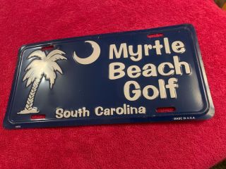 Vintage Myrtle Beach Sc Booster License Plate Tag Topper South Carolina Golf