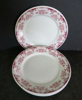 Carr China Grafton W.  Va.  Vintage Restaurant Ware Edith Red 4 9 " Plates