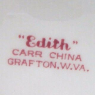 Carr China Grafton W.  Va.  vintage restaurant ware Edith red 4 9 