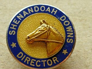 Vintage Horse Racing Sterling Silver Badge Shenandoah Downs Usa Director Badge