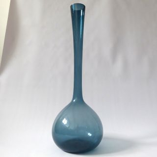 16 " Gullaskruf Arthur Percy Bottle Glass Vase.  Vintage Swedish,  Smoke Grey/blue