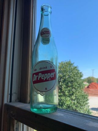 Vintage 10 2 4 Dr Pepper 10 Oz Green Glass W/ Acl Red & White Bottle Cap Label