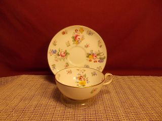 Vintage Minton Fine China H2624 Pattern Flowers With Gold Trim Cup & Saucer Set