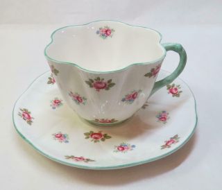 Vintage Shelley Rosebud Porcelain Cup & Saucer - England - Xlnt