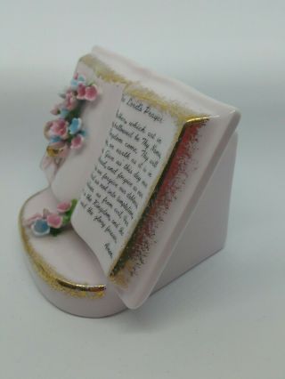 Lefton China Hand Painted 5356 Lords Prayer Wall Pocket Pink w/Flowers Vintage 2