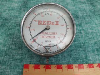 Vintage Redex Engine Tester - Testometer Gauge - 0 - 30 Lb / In2