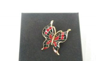 Vintage Signed Crown Trifari Enamel Butterfly Figural Brooch Pin Mosaic