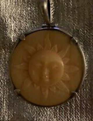 Vintage Sun & Moon Double Sided Pendant Sterling Silver