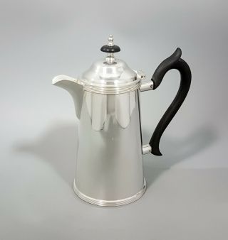 Art Deco Silver Plate Tall Tapered Coffee Pot Ebony Handle Walker & Hall Vintage