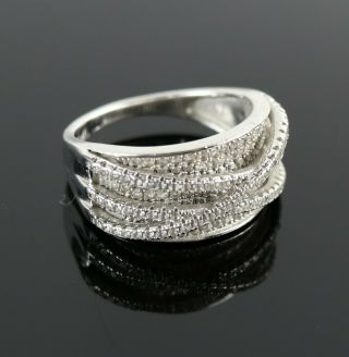 Vintage.  925 Sterling Silver Signed Cn Fzn Micro Pave Wrap 7/8 " Size 8 Ring 5.  9g