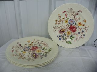 Set Of 4 Vintage Vernon Kilns Hand Painted May Flower Salad Plates Metlox