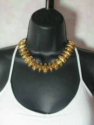 Vintage Monet Chunky Statement Gold Tone Necklace Marked