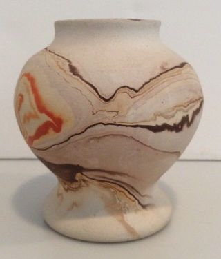 Vintage Nemadji Pottery Vase,  3.  5 " T,  Multi Colored,  Usa