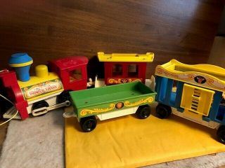 Vintage Fisher Price Circus Train 991 With Ringmaster,  Clown,  4 Cars