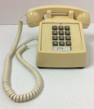 Vintage Cortelco Itt 2500 Cream Beige Tan Single Line Analog Desk Corded Phone