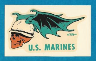 Vintage 1965 Ed Roth " U.  S.  Marines " Usmc Hot Rod Biker Water Decal Art