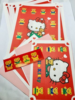 Vintage Hello Kitty Stationery Set Teddy Bears Envelopes Papers 1993