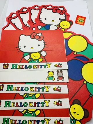 Vintage Hello Kitty Sanrio Stationery Set Teddy Bear Envelopes Papers 1990