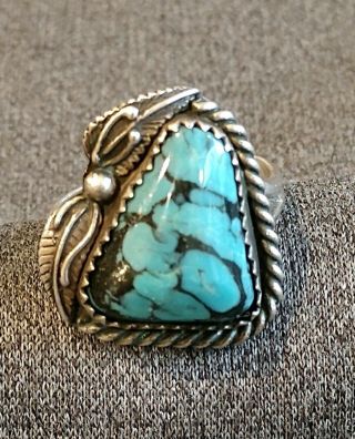 Vintage Navajo Sterling Silver & Blue Turquoise Ring Size 7