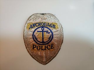 Vintage Obsolete Shoulder Patch Alaska Anchorage Police Silver Patch