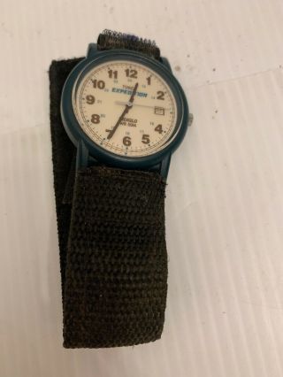 Timex Expedition Mens Wrist Watch Indiglo Vintage 50m Velcro Band