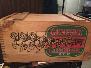 Vintage Genesee 12 Horse Ale Wood Beer Crate Box And Lid