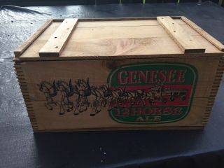 Vintage Genesee 12 Horse Ale Wood Beer Crate Box And Lid 2