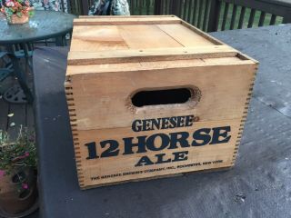 Vintage Genesee 12 Horse Ale Wood Beer Crate Box And Lid 3