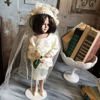 Vintage Shabby Chic Porcelain Bride Doll 1950s Style